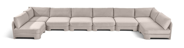 Hammond - Velvet Performance Fabric Upholstered 8 Piece U-Shaped Armless Sectional - Beige