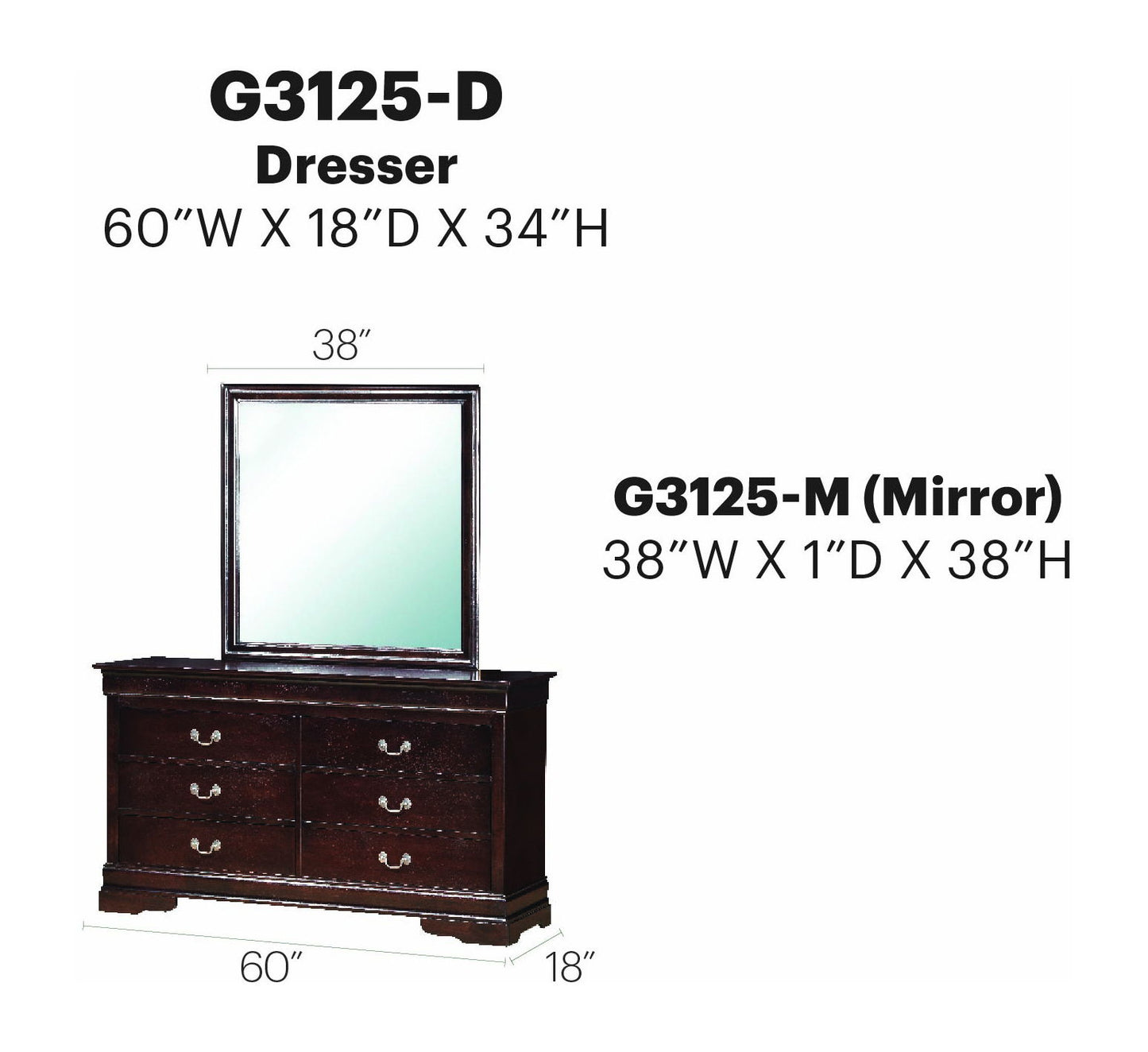 Glory Furniture - Louis Phillipe - Dresser & Mirror