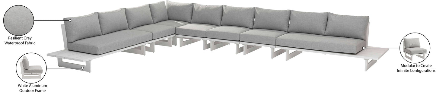 Maldives - 7 Piece Water Resistant Outdoor Patio Modular Sectional With White Base