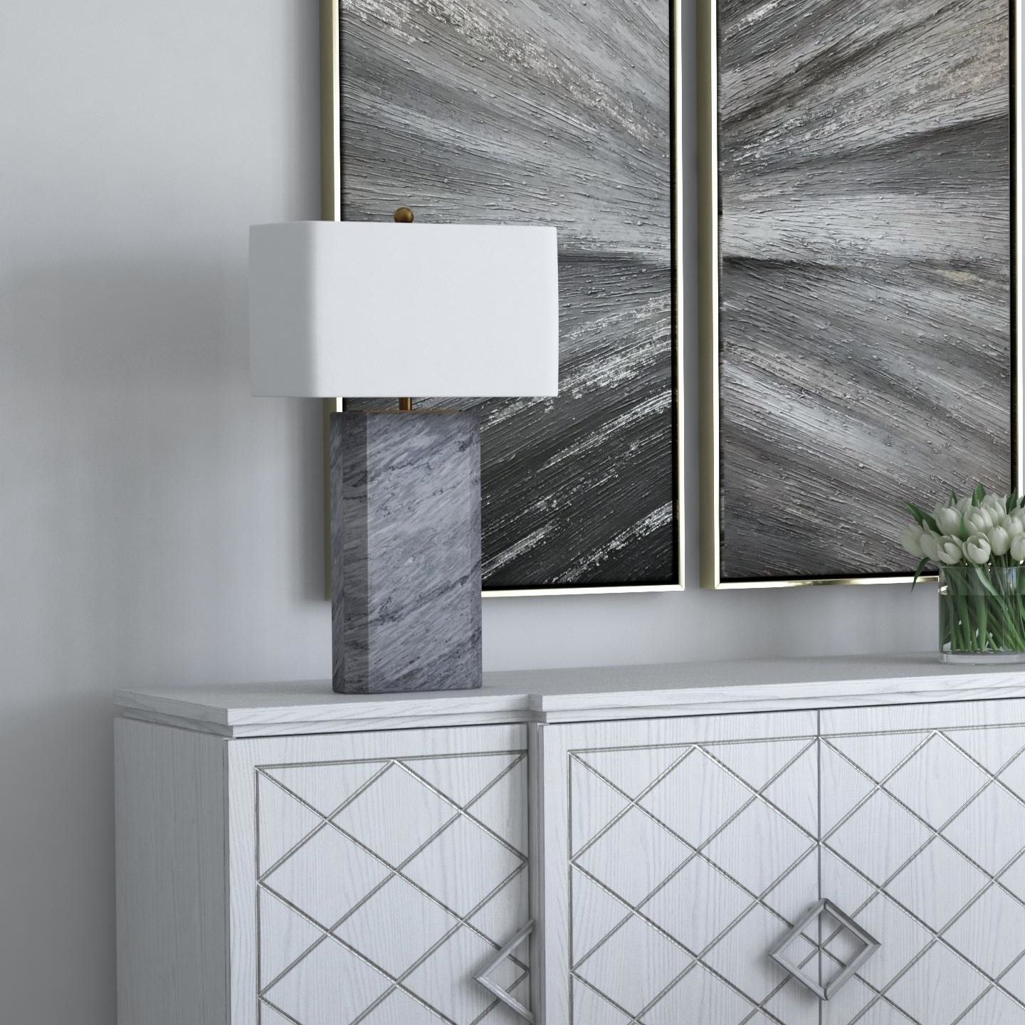 Leed - Table Lamp - Dark Gray / White