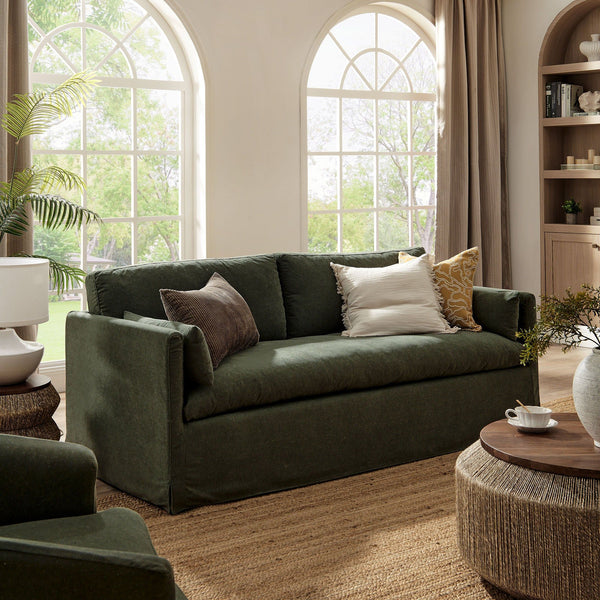 Wellfleet 85" Slipcovered Fabric Sofa - Sage