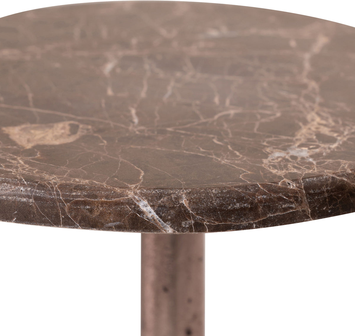 Vireo - Genuine Marble Top And Aluminum Base Drink Table - Brown / Bronze