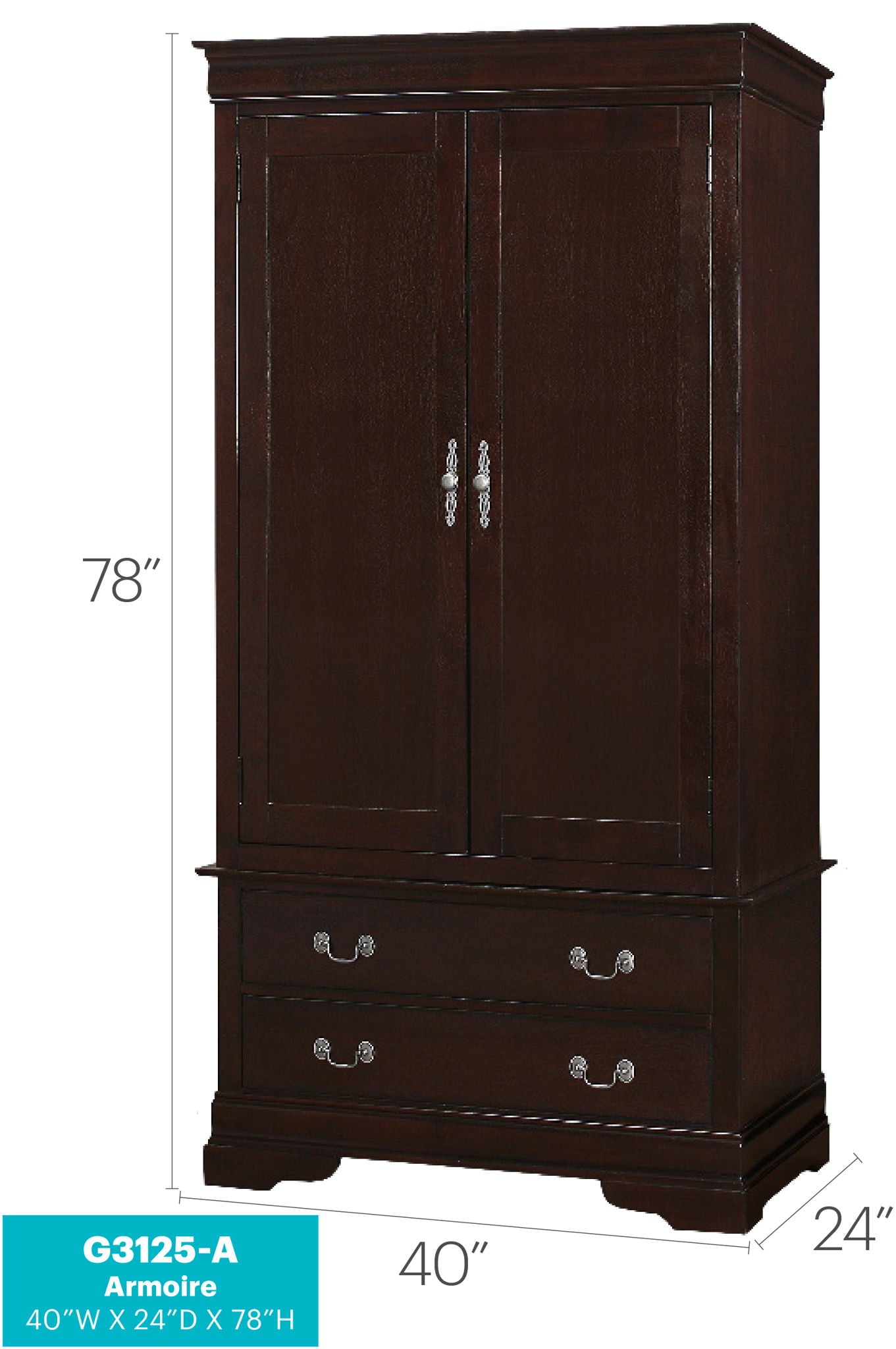 Glory Furniture - Louis Phillipe - Armoire