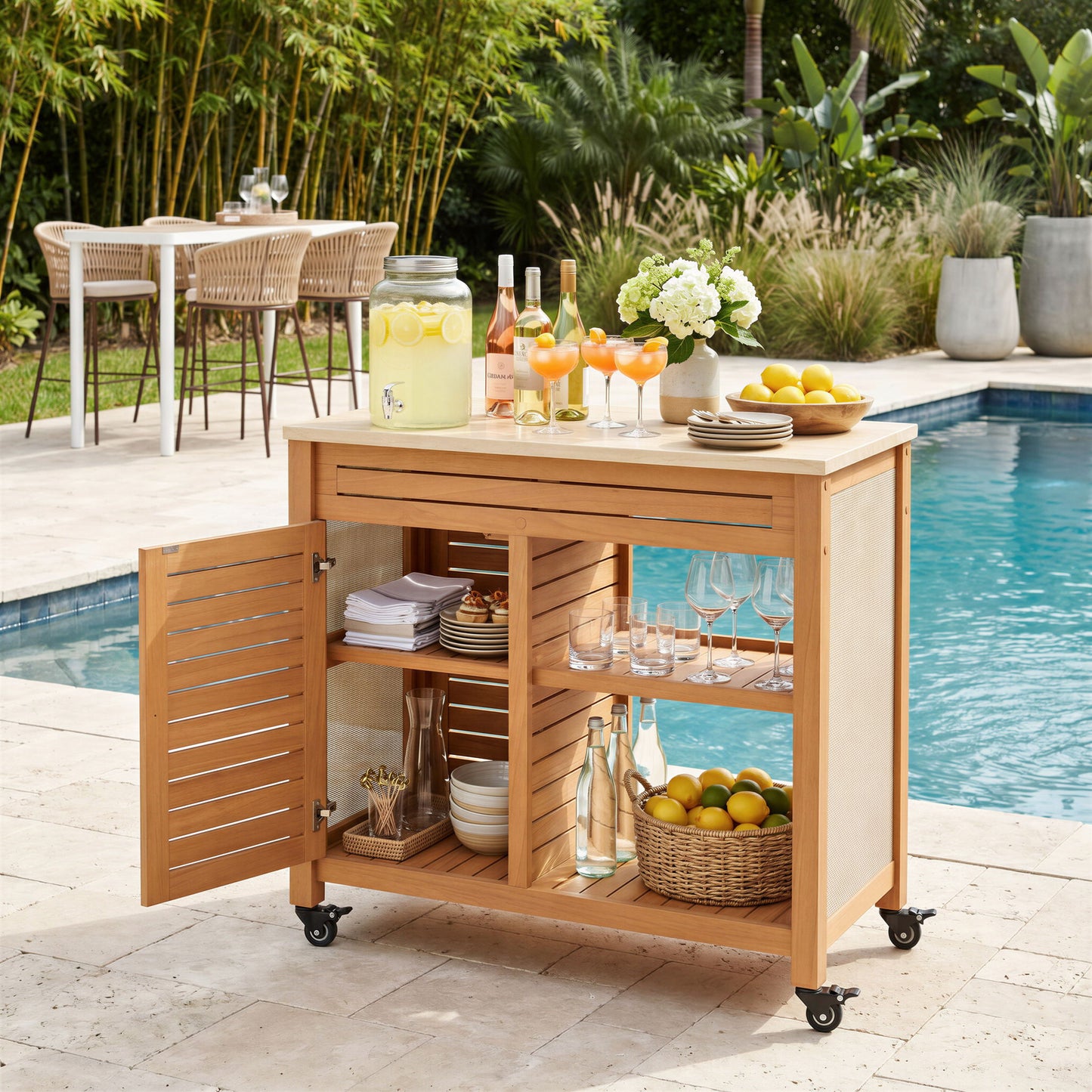 Valtan - Bar Cart - Natural / Beige