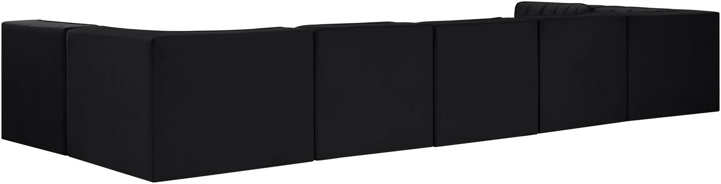 Rummi - Velvet Performance Fabric Upholstered 7 Piece Modular Sectional (With 2 Corner Chairs)