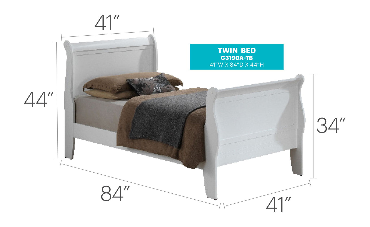 Glory Furniture - Louis Phillipe - Sleigh Bed