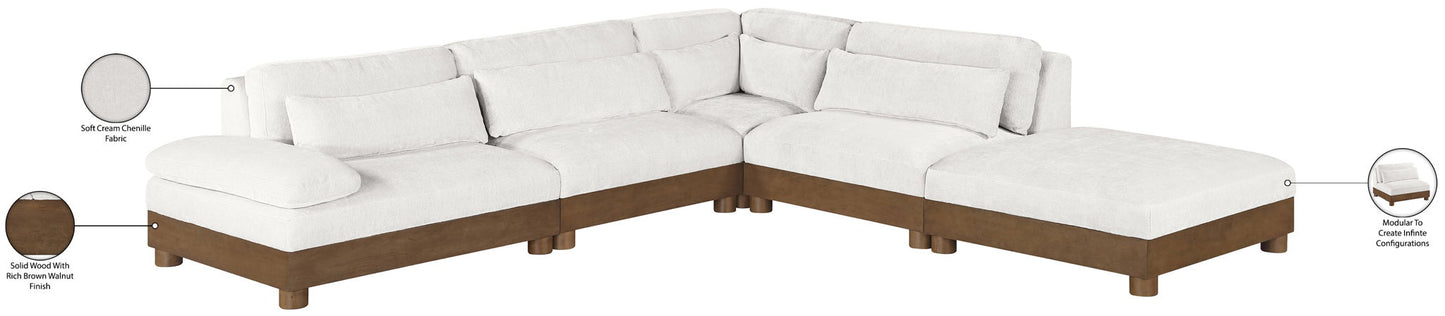 Turin - Chenille Fabric Upholstered Modular Sectional - Cream