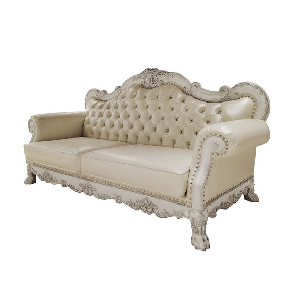 Dresden - Sofa With 4 Pillows - Synthetic Leather & Bone White