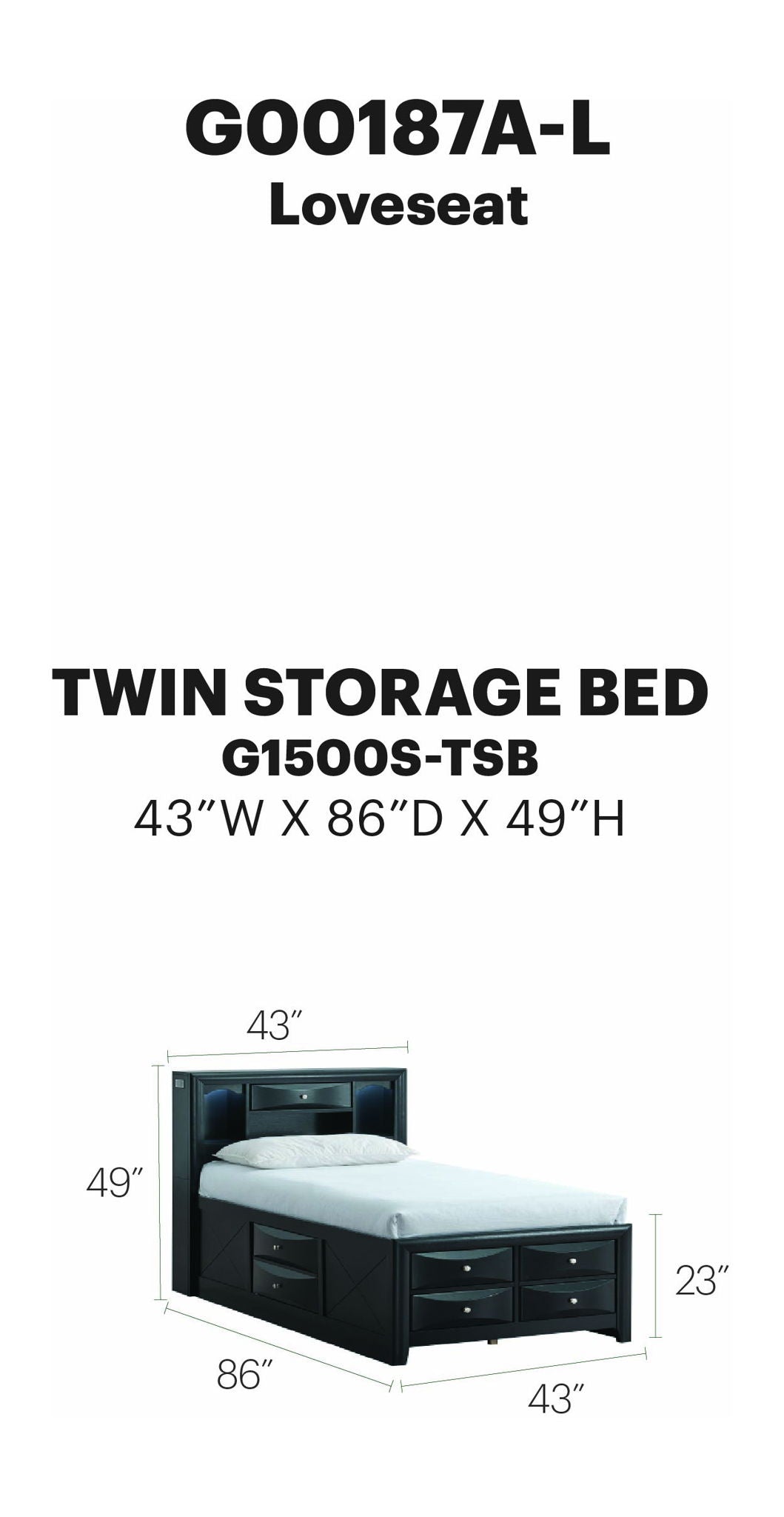 Glory Furniture - Marilla - Storage Bed With Lighting