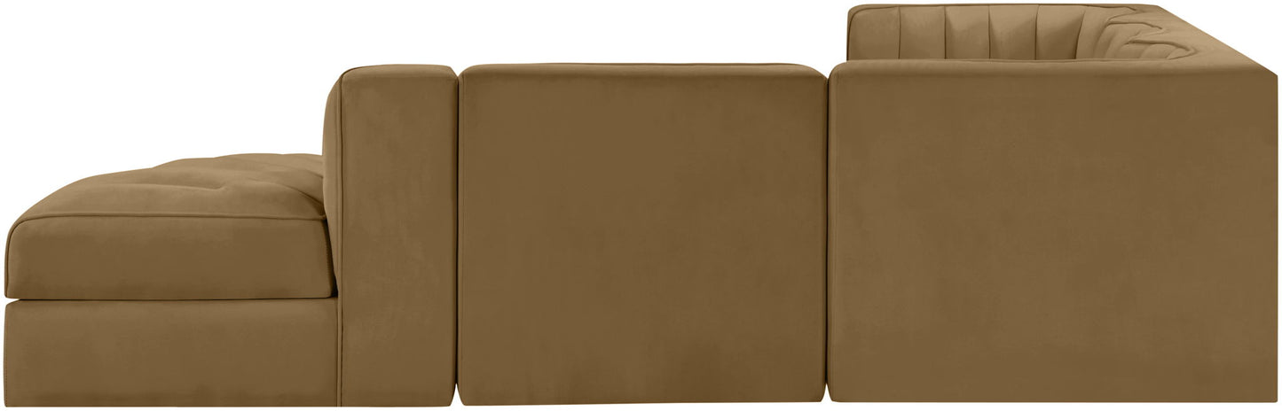 Rummi - Velvet Performance Fabric Upholstered 5 Piece Modular Sectional