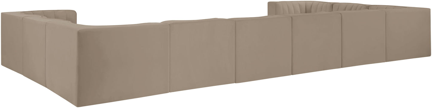 Rummi - Velvet Performance Fabric Upholstered 10 Piece Modular Sectional