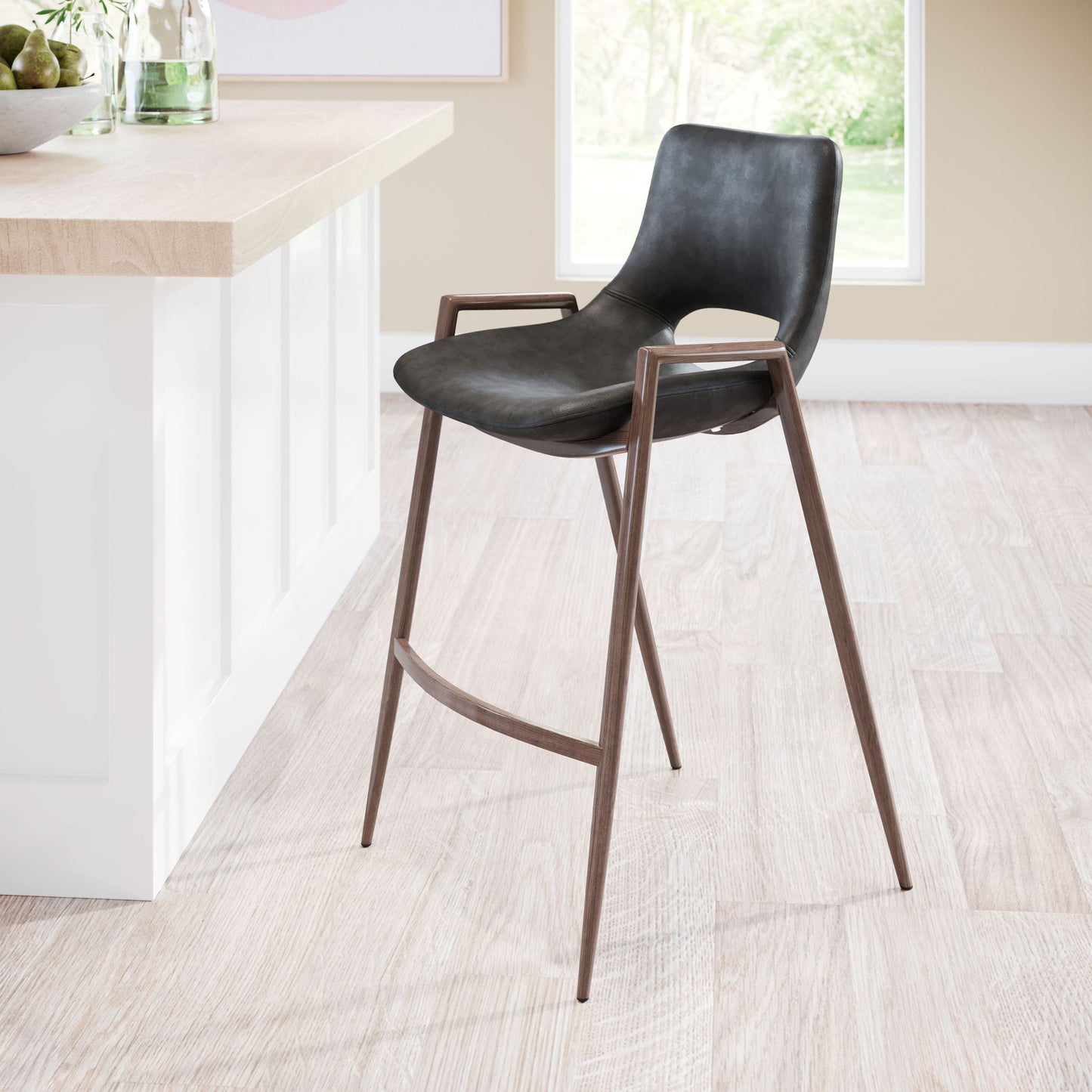 Desi - Counter Stool With Walnut Legs (Set of 2)