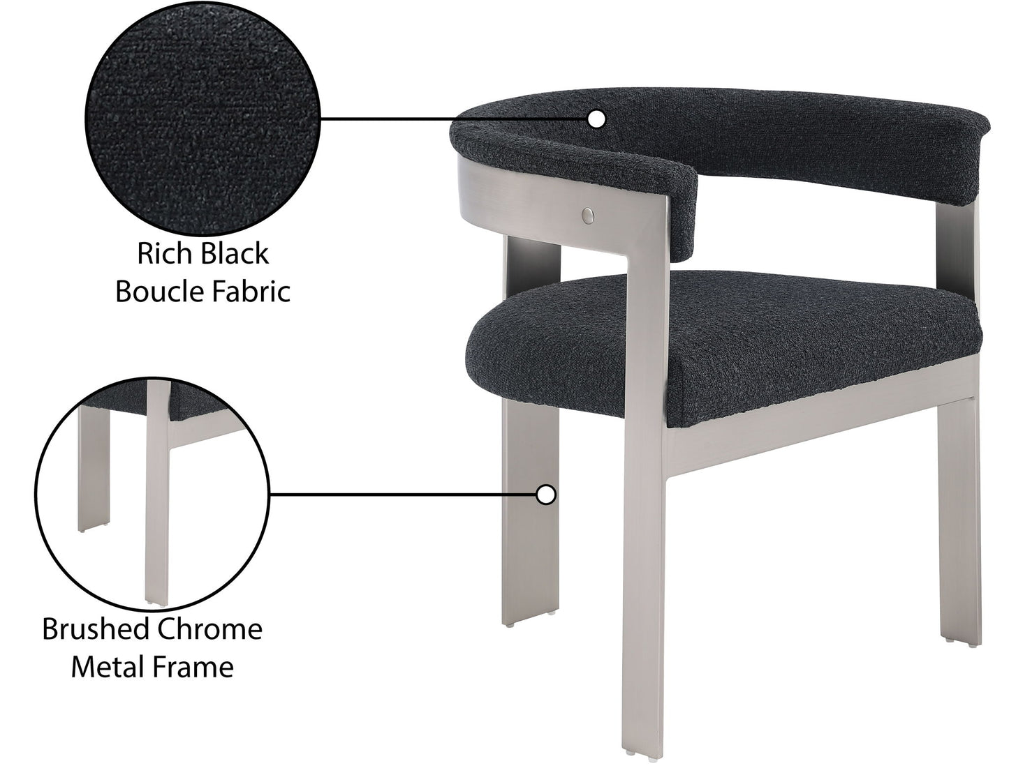 Romeo - Boucle Dining Chair With Silver Base (Set of 2)
