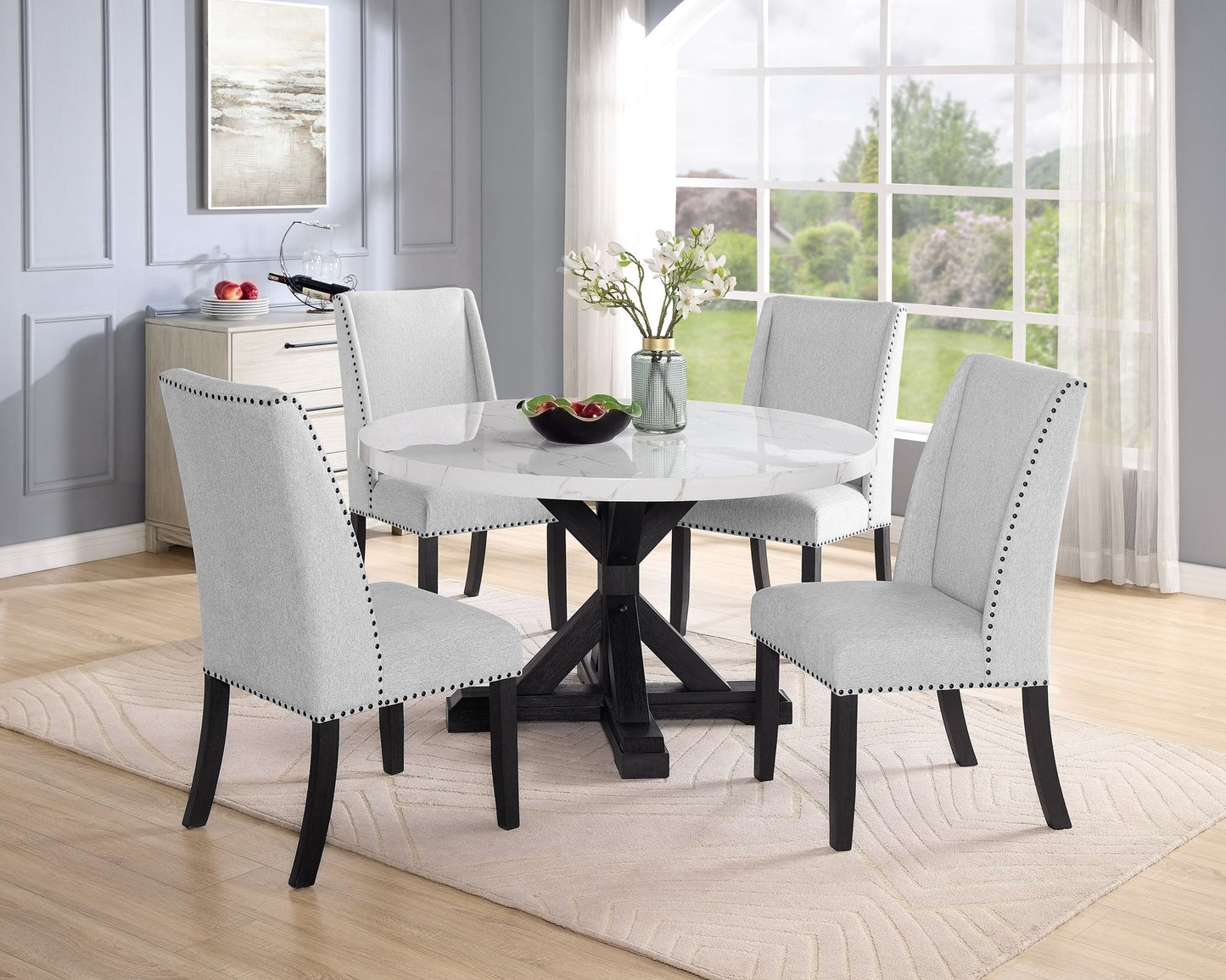 Vance - 5 Piece Dining Room Set - White / Gray
