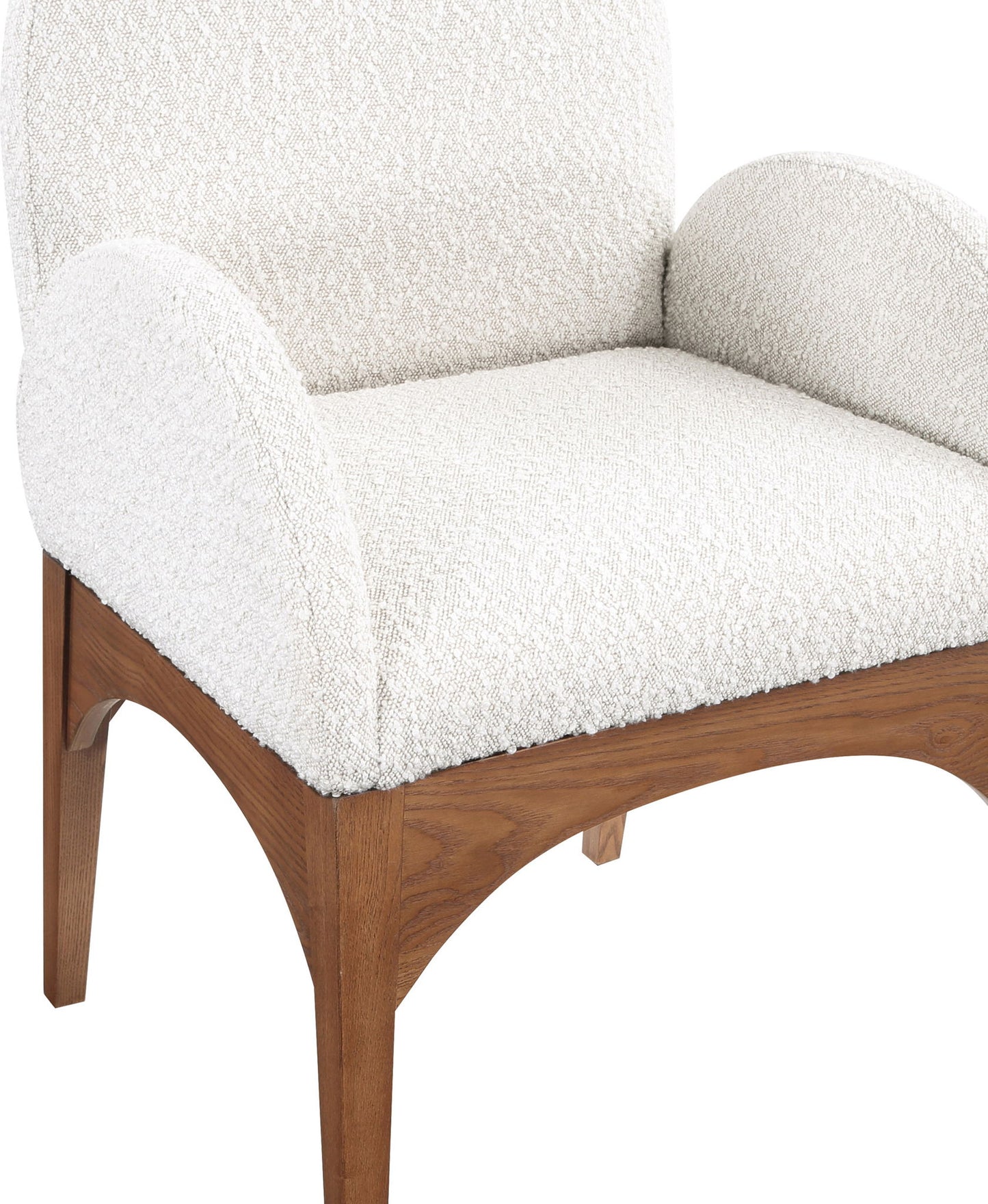 Waldorf - Boucle Dining Arm Chair With Brown Legs
