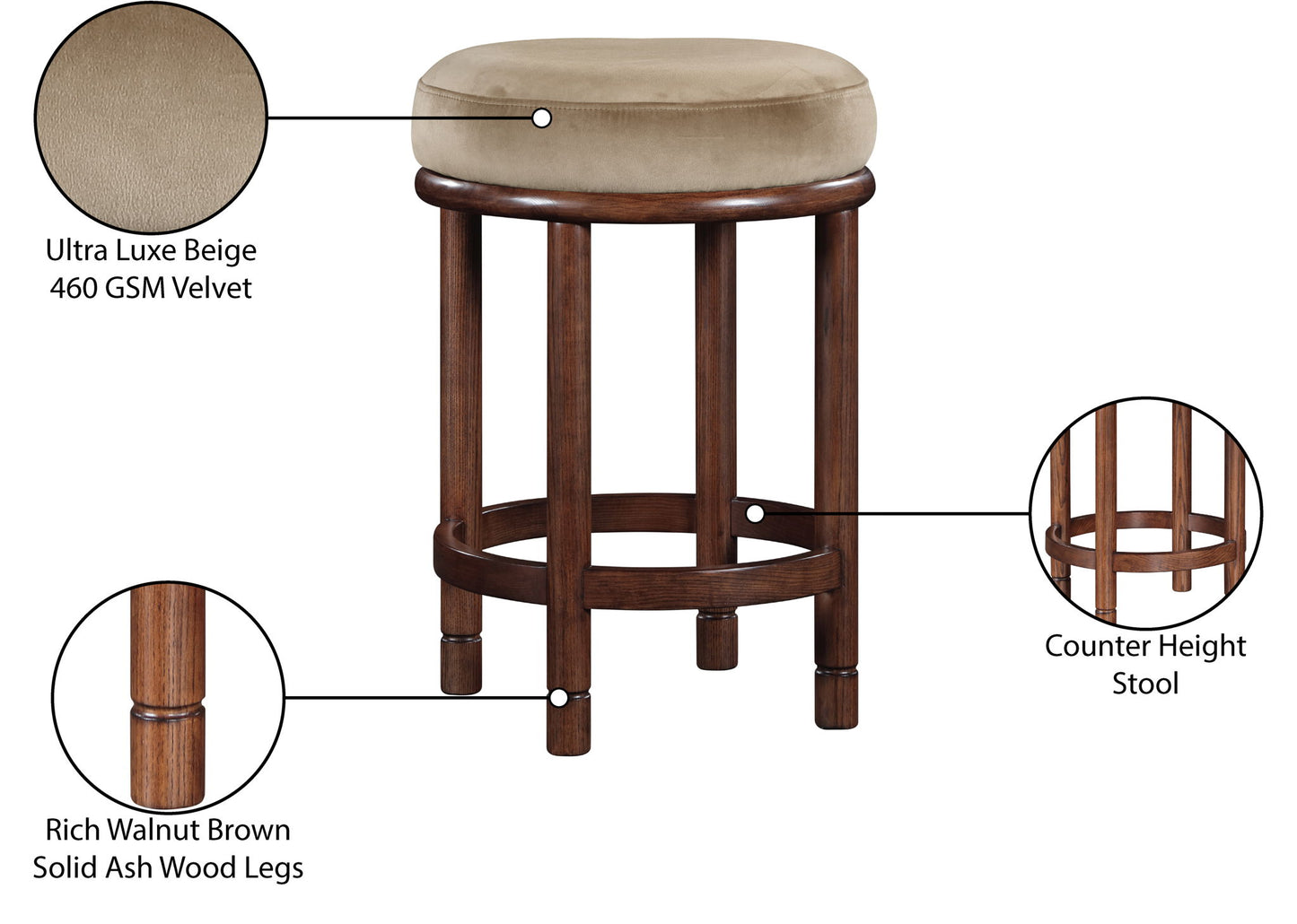 Monette - Counter Stool With Brown Base