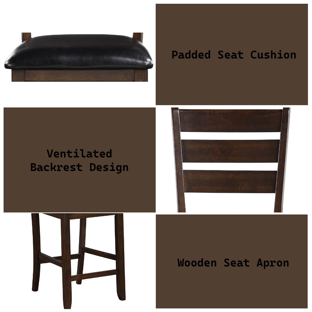 Urbana - Counter Height Chair (Set of 2) - Black Synthetic Leather & Espresso