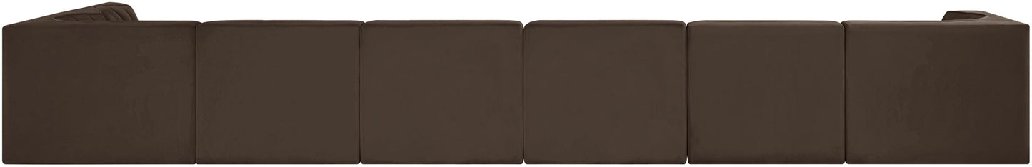 Rummi - Velvet Performance Fabric Upholstered 7 Piece Modular Sectional, L-Shaped (Right)