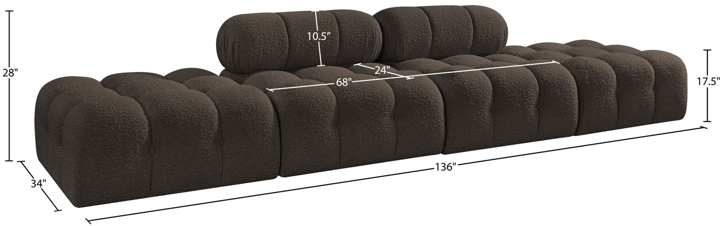 Ames - 4 Piece Boucle Upholstered Modular Sofa With 2 Backless Seats