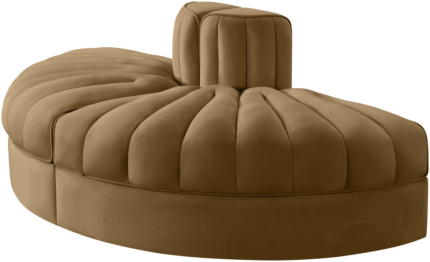 Rummi - Velvet Performance Fabric Upholstered 2 Piece  Rounded Modular Loveseat