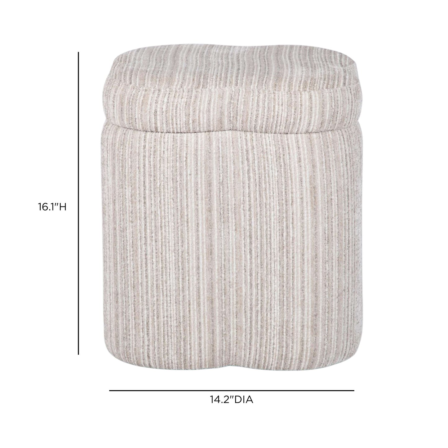 Lilou - Striped Jacquard Storage Stool - Cream