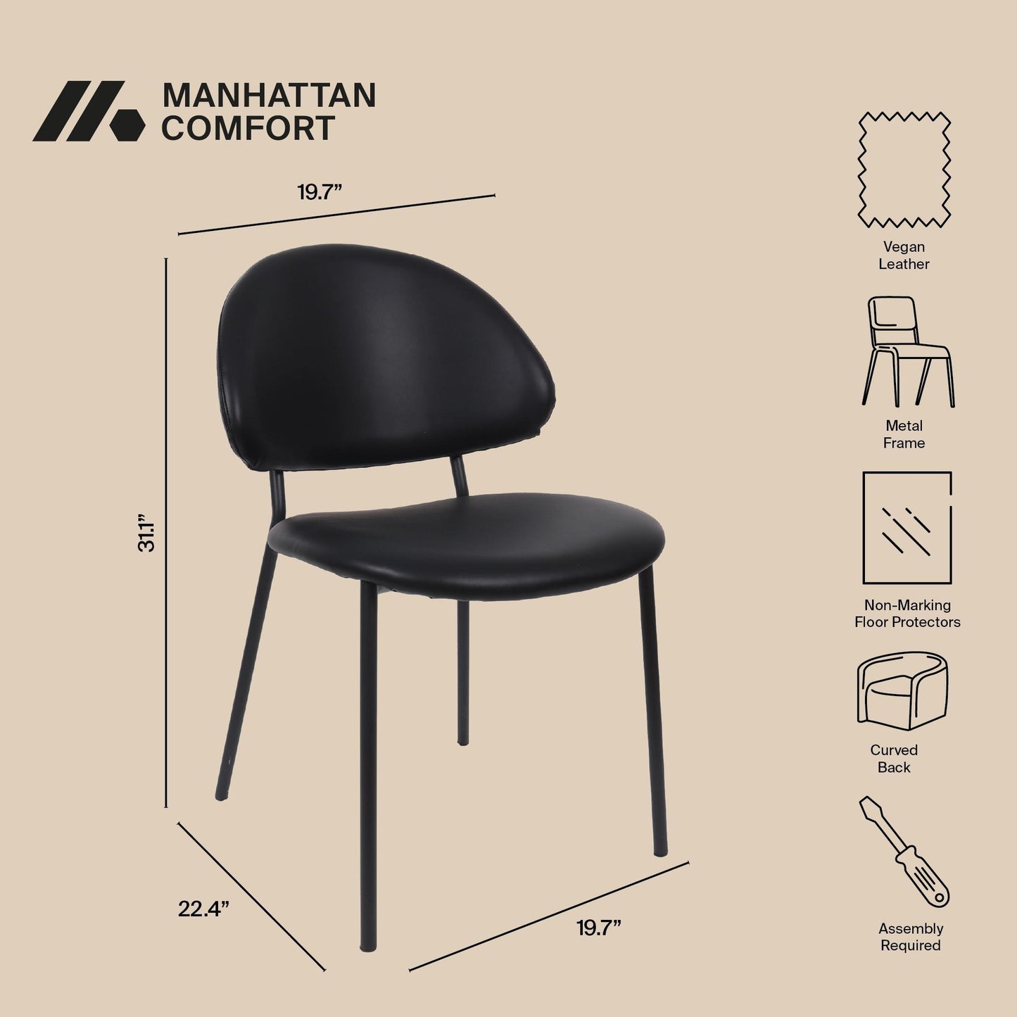 Manhattan Haven - Vegan Leather Metal Side Chair (Set of 4)