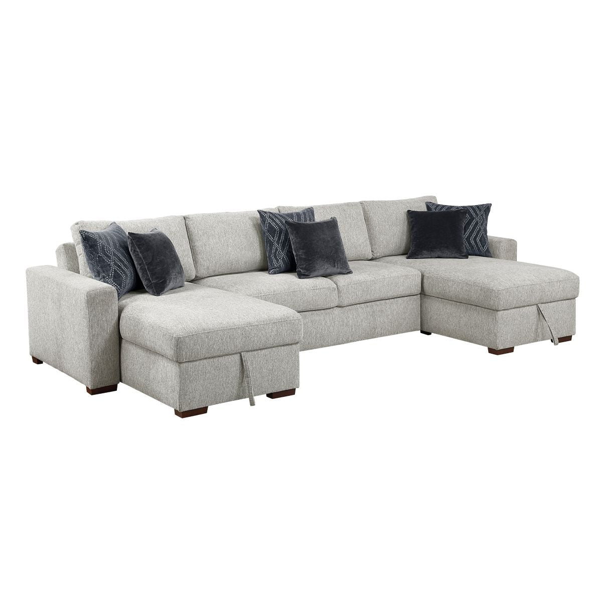 Isla 3-Piece Sectional with Convertible and Reversible Chaise, Hidden Storage, Click Motion Back
