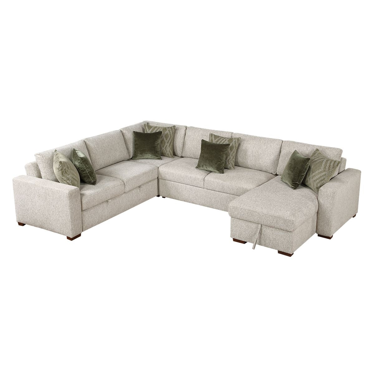 Isla 4-Piece Sectional with Reversible Chaise, Pull-out Bed and Hidden Storage