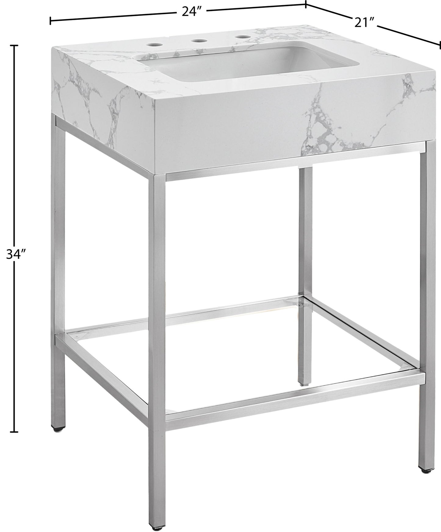 Marmo - Engineered Marble Bathroom Vanity With Chrome Base