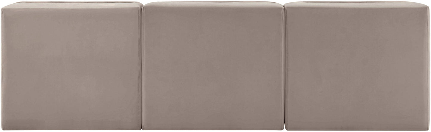 Rummi - Velvet Performance Fabric Upholstered 3 Piece Modular Armless Sofa