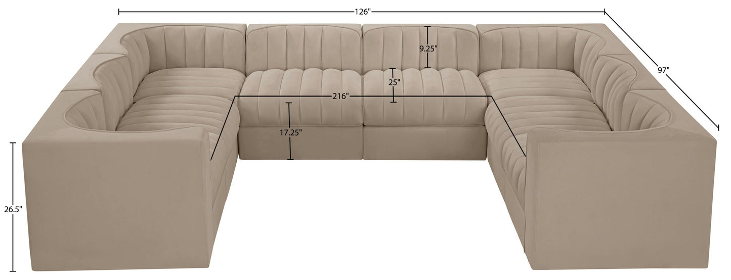 Rummi - Velvet Performance Fabric Upholstered Modular Sectional