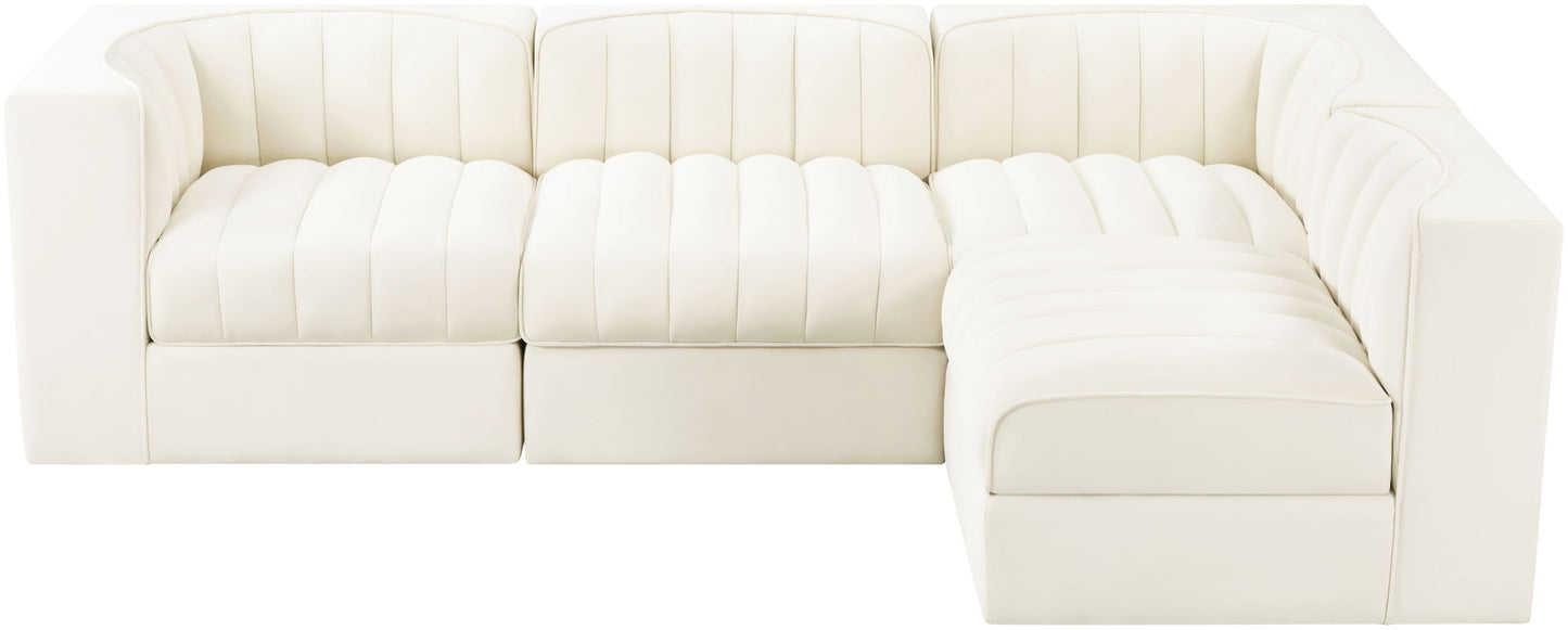 Rummi - Velvet Performance Fabric Upholstered 4 Piece Modular Sectional