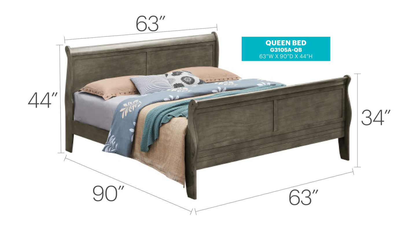 Glory Furniture - Louis Phillipe - Sleigh Bed