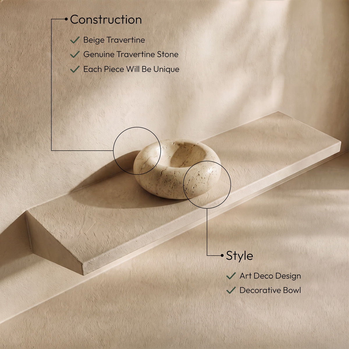 Bellamare - Genuine Marble Decorative Bowl
