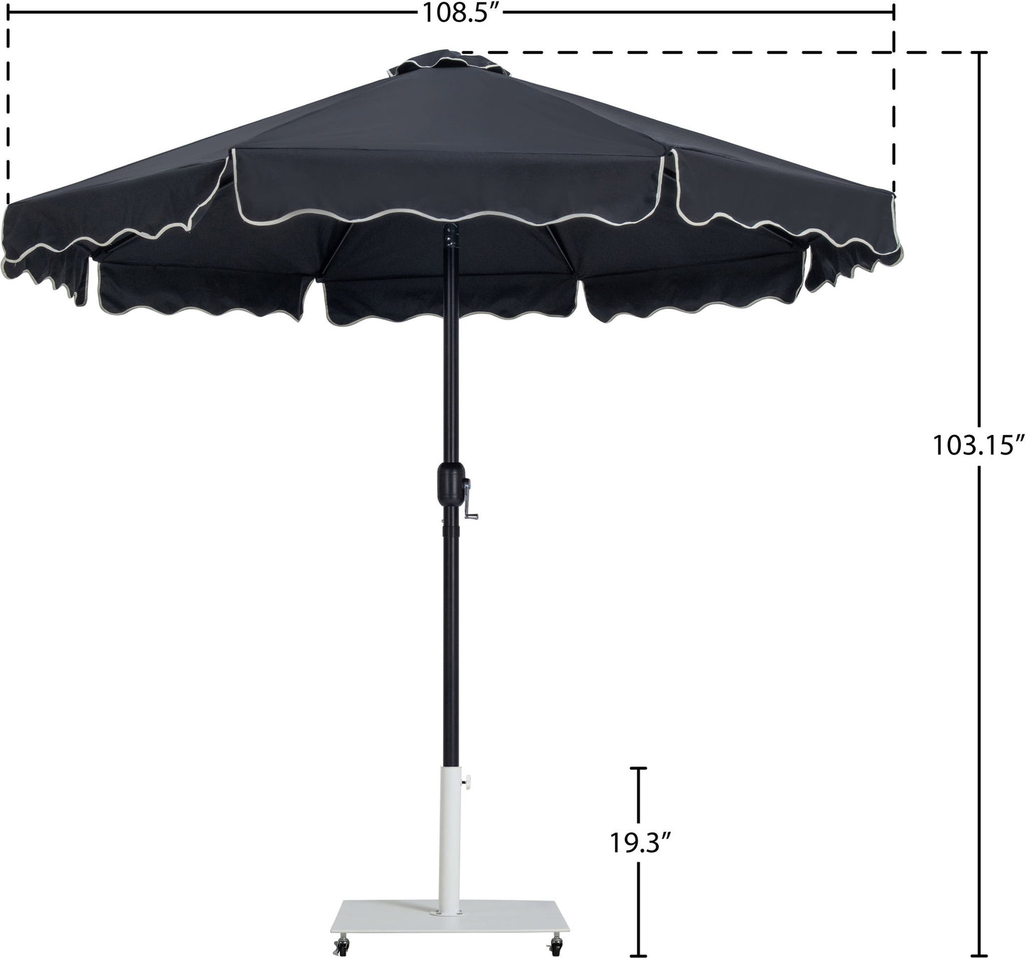 Amalfi - Aluminum Patio Umbrella - White Base / Black Pole