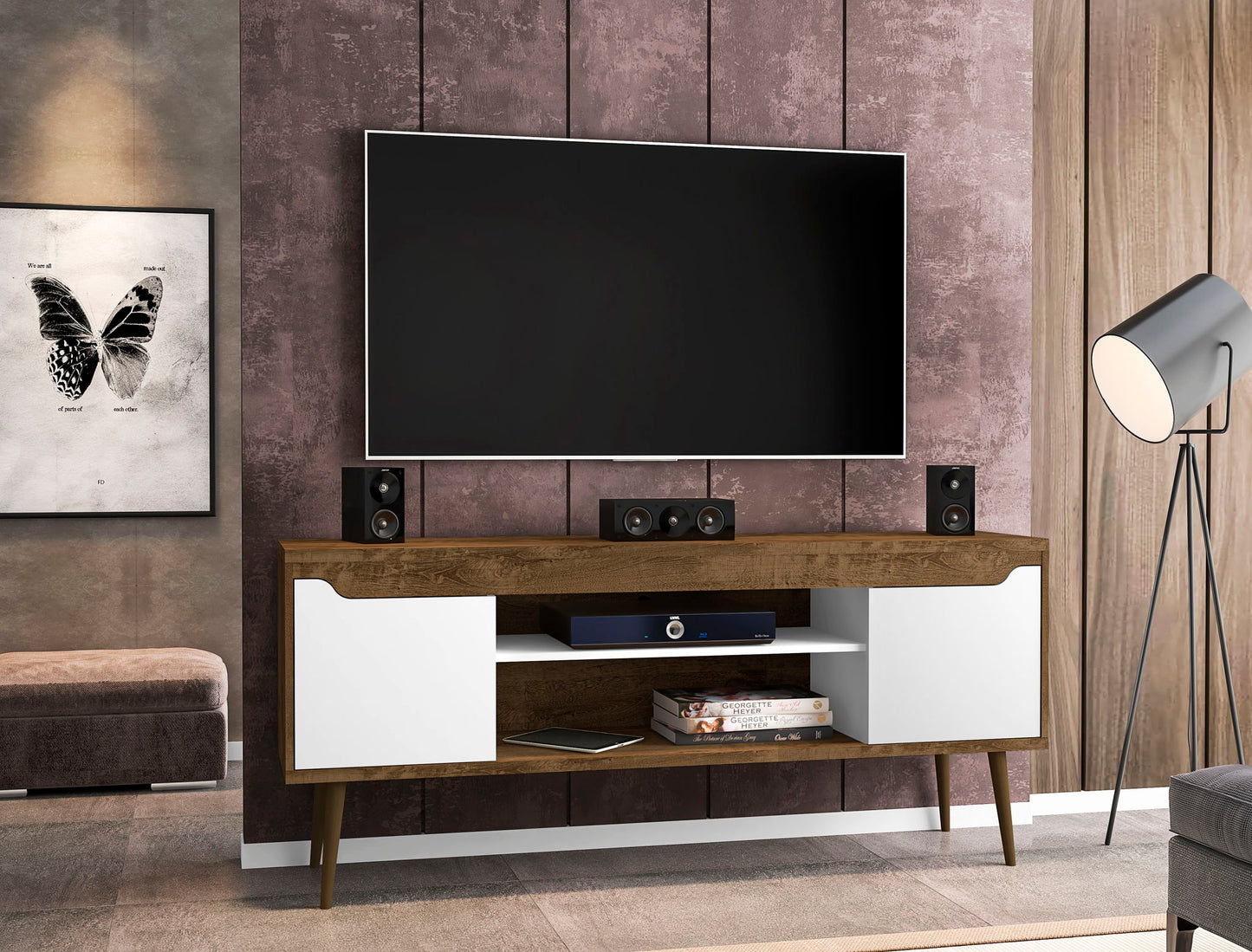 Manhattan Bradley - TV Stand With Rustic Brown Base