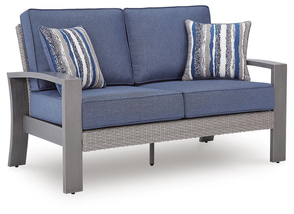 Half Moon Beach - Loveseat With Cushion - Blue / Gray