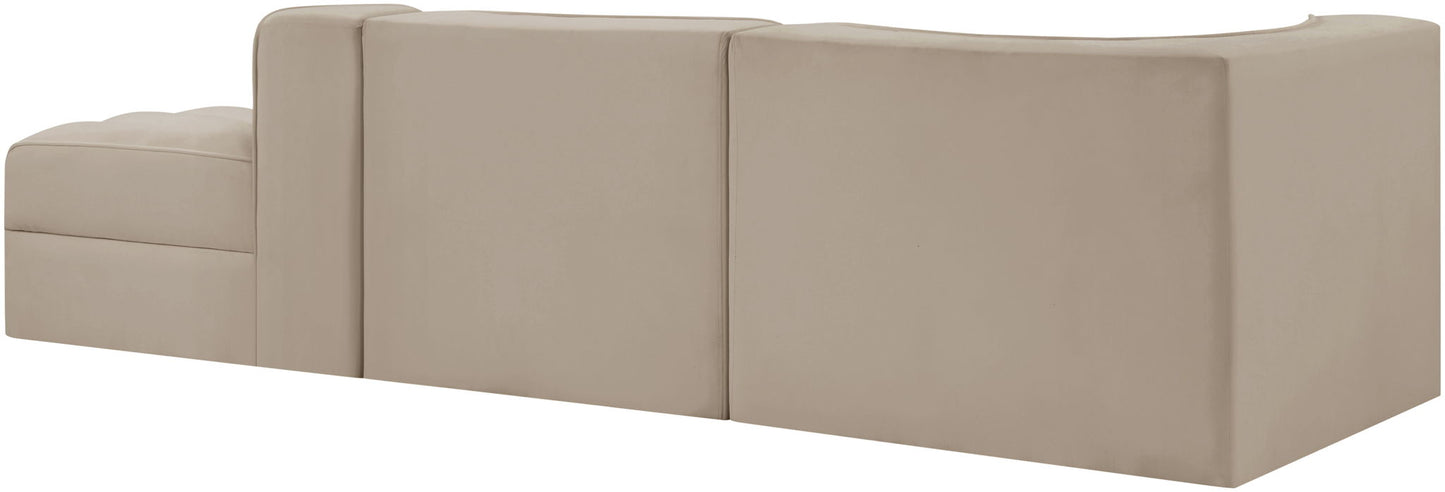 Rummi - Velvet Performance Fabric Upholstered 3 Piece Modular Sectional