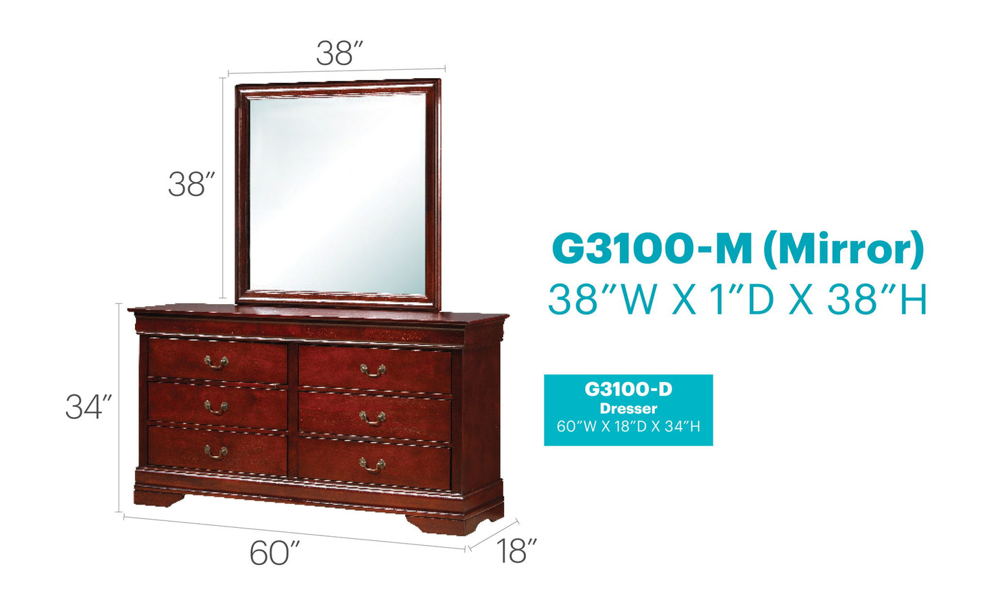 Glory Furniture - Louis Phillipe - Dresser