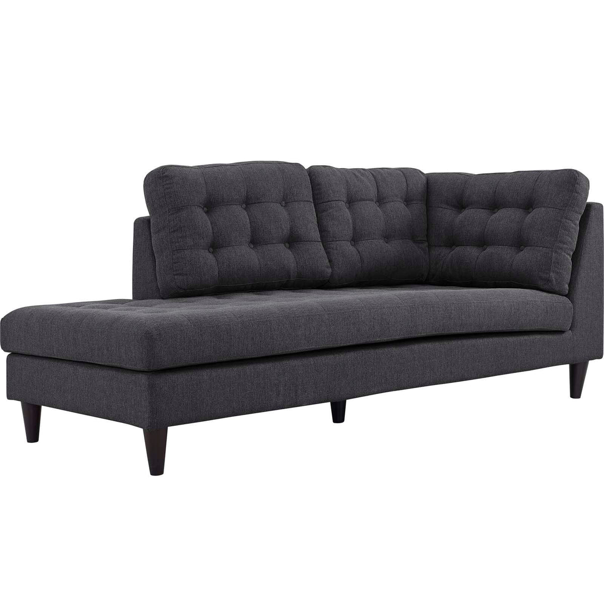 Empress Upholstered Fabric Left Facing Bumper - Gray