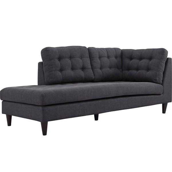 Empress Upholstered Fabric Left Facing Bumper - Gray