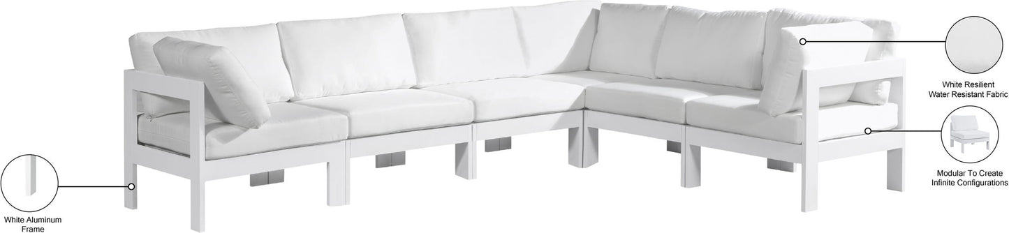Nizuc - Outdoor Patio 6 Piece Modular Sectional With White Frame