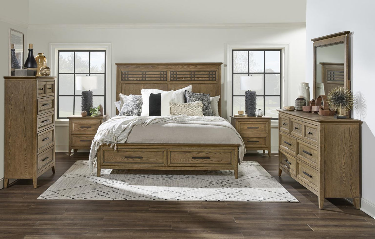 Beacon Hill - Queen Complete Panel Bed With Storage Footboard - Dusted Barley