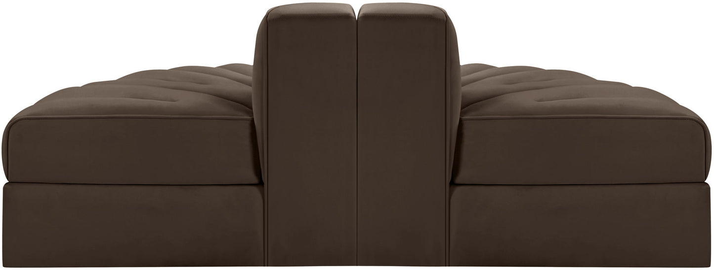 Rummi - Velvet Performance Fabric Upholstered 2 Piece  Rounded Modular Loveseat