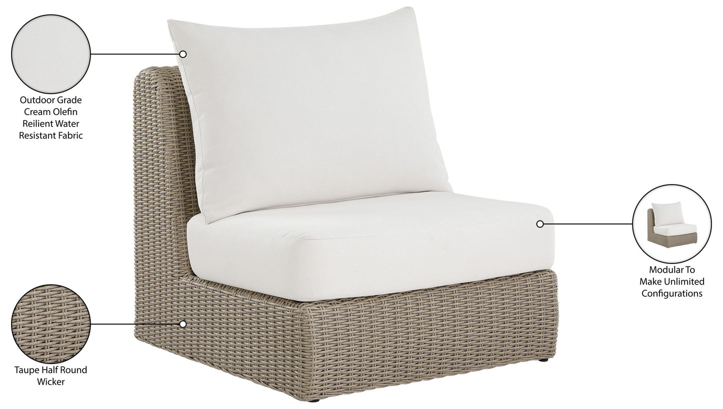 Seacrest - Olefin Water Resistant Fabric And Wicker Outdoor Patio Armless Chair