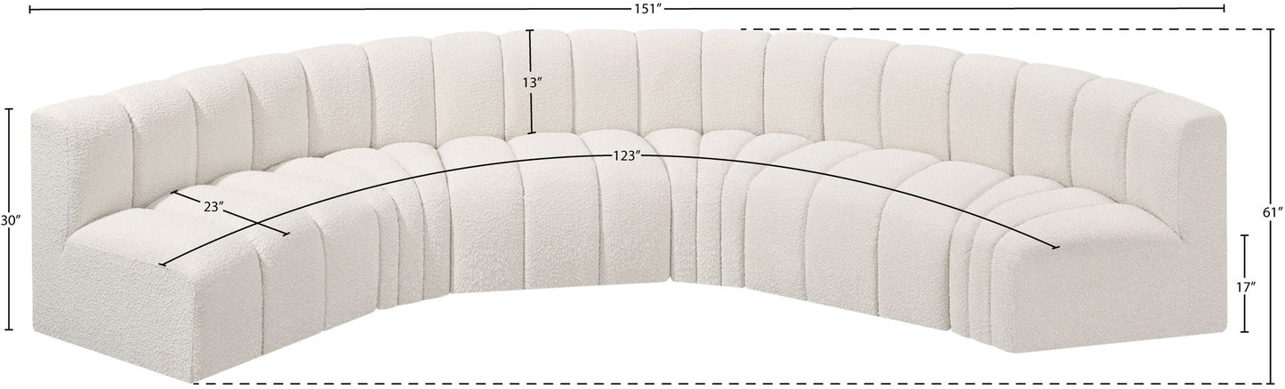 Arc - Boucle Fabric 6 Piece U-Shaped Modular Sofa