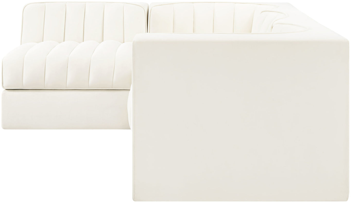 Rummi - Velvet Performance Fabric Upholstered 4 Piece Modular Sectional