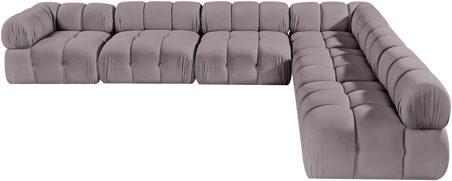 Orin - Velvet 6 Piece Modular L-Shaped Sectional