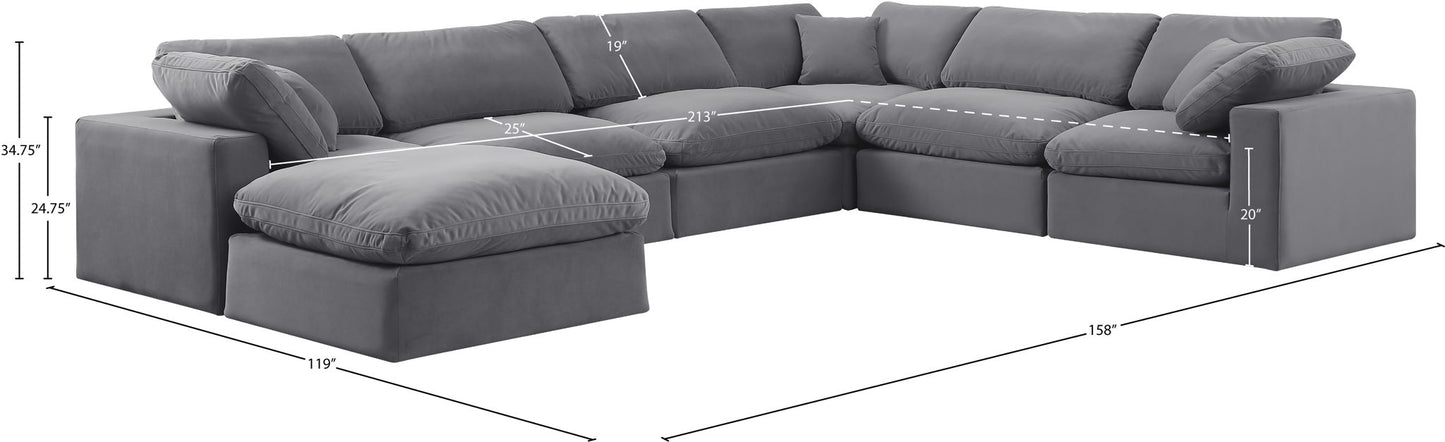 Comfy - 7 Piece Velvet Modular Sectional With Chaise