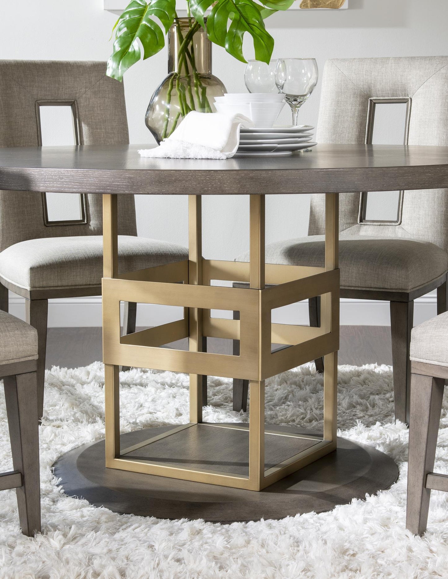 Castalia - Complete Round Pedestal Table - Slate Stone